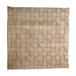 Pottery Barn Basketweave Pillow Cover Suede Leather Linen Camel 18" X 18"